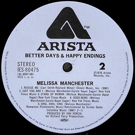 メリッサ・マンチェスター / 幸せの日々 [※国内盤,品番:IES-80475］(LPレコード)