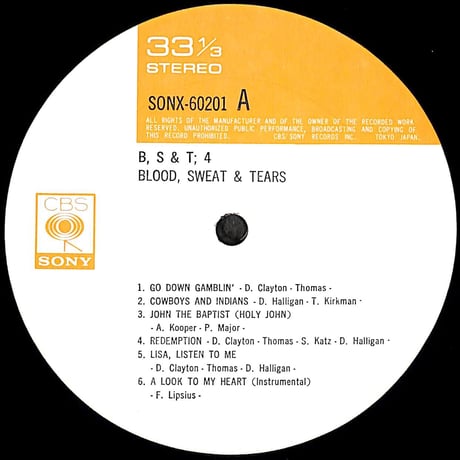 ブラッド・スウェット・アンド・ティアーズ / B, S & T 4 [※国内盤,品番:SONX 60201］(LPレコード)