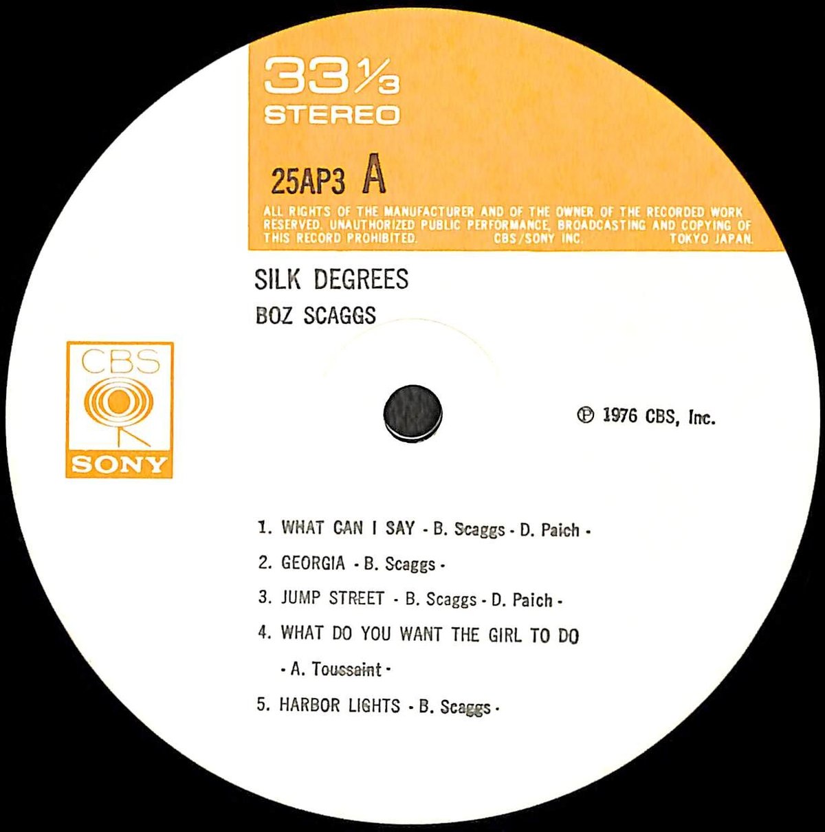 ボズ・スキャッグス / シルク・ディグリーズ [※国内盤,品番:25AP 3