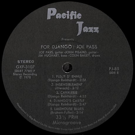 ジョー・パス / フォー・ジャンゴ [※国内盤,品番:GXF-3107］(LPレコード)