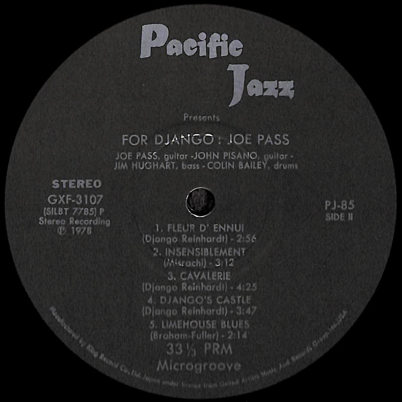 ジョー・パス / フォー・ジャンゴ [※国内盤,品番:GXF-3107］(LP