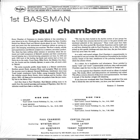 ポール・チェンバース / 1st Bassman（US VEEJAY STEREO,VJLP3012）（LPレコード）