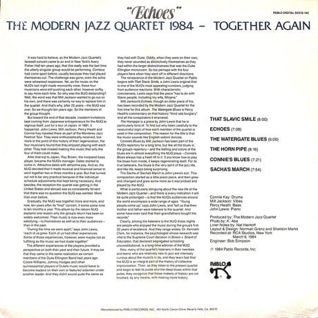 モダン・ジャズ・カルテット / Echoes [※輸入盤,生産国:US,品番:D2312-142］(LPレコード)