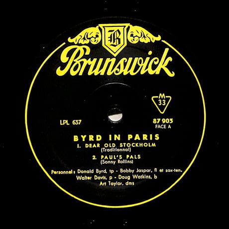 ドナルド・バード・クインテット / Byrd In Paris (フランス再発)（LPレコード）