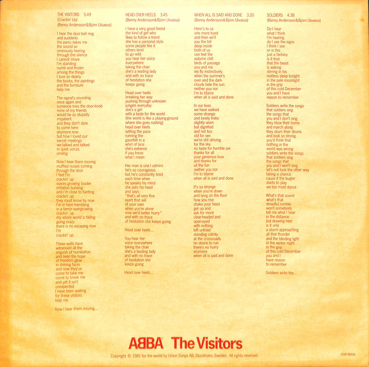 アバ / ザ・ビジターズ [※国内盤,品番:DSP-8006］(LPレコード) | Books