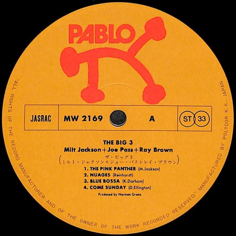 ミルト・ジャクソン,ジョー・パス,レイ・ブラウン / ザ・ビッグ3 [※国内盤,品番:MW 2169］(LPレコード)