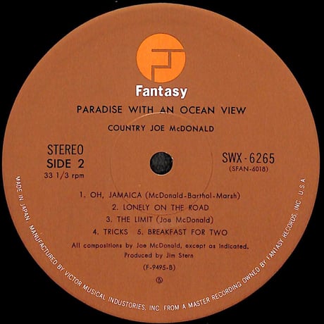 カントリー・ジョー・マクドナルド / Paradise With An Ocean View [※国内盤,品番:SWX-6265］(LPレコード)