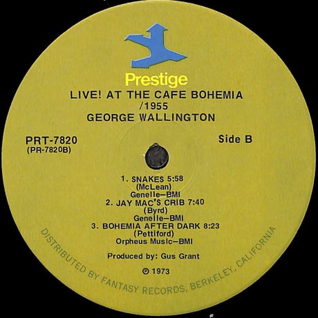 ジョージ・ウォーリントン・クインテット / Live! At Cafe Bohemia/1955 [※輸入盤,生産国:US,品番:PR 7820］(LPレコード)