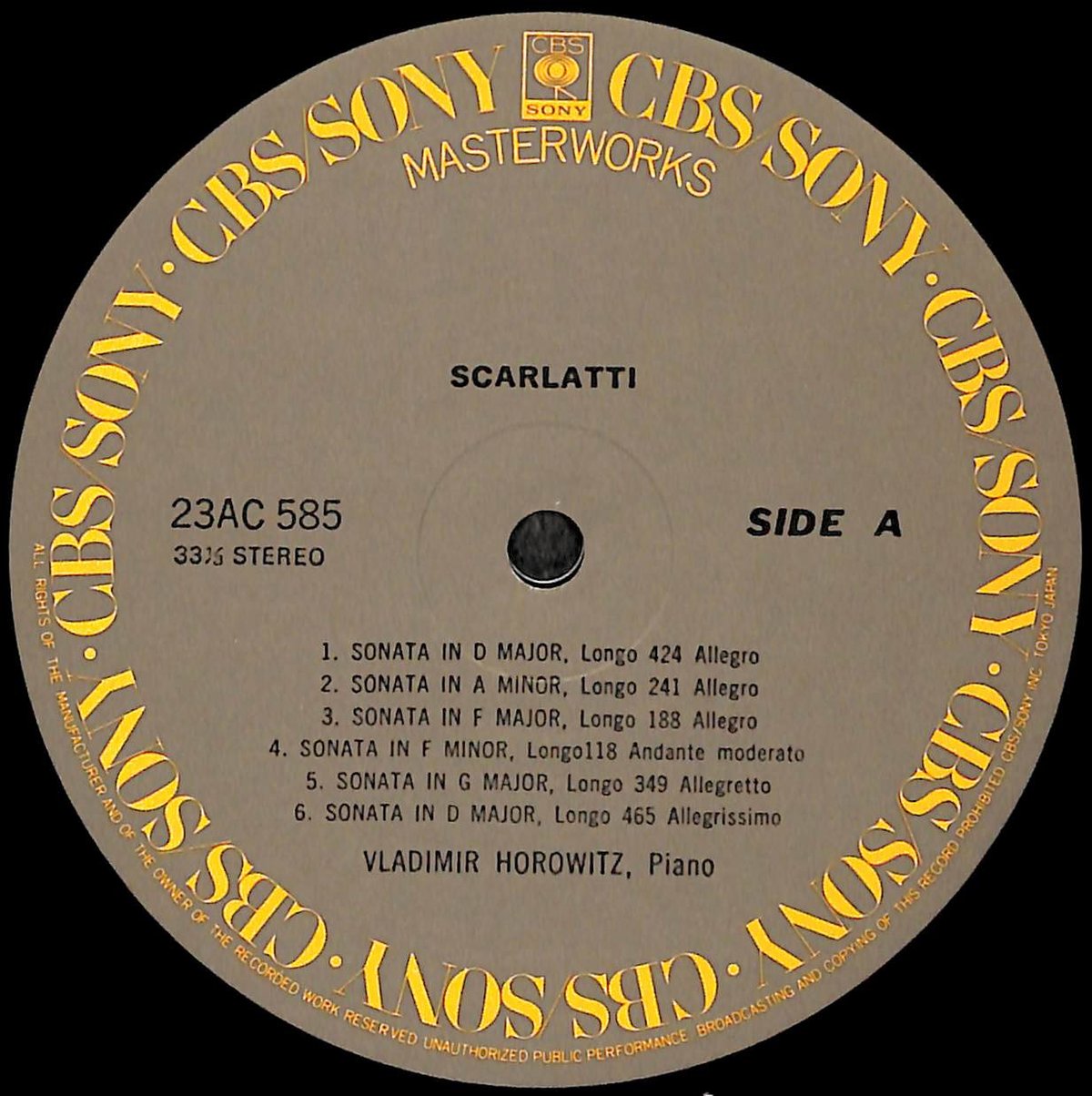 ホロヴィッツ / スカルラッティ・ソナタ集 [※国内盤,品番:23AC 585