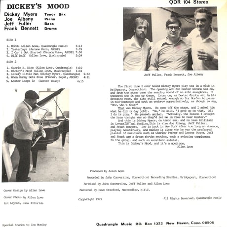 ディッキー・メイヤーズ / Dickey's Mood［※輸入盤,生産国:US,品番:QDR-104］(LPレコード)