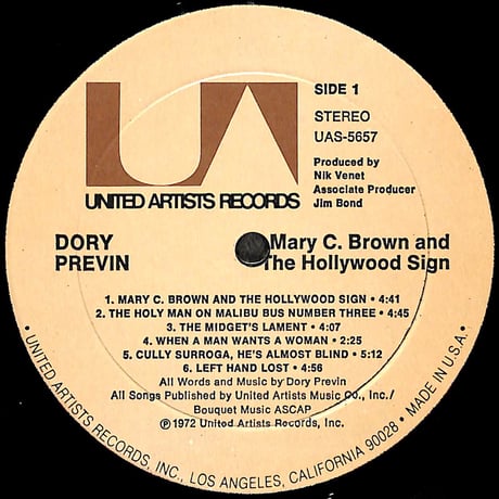 ドリー・プレヴィン / Mary C. Brown And The Hollywood Sign [※輸入盤,生産国:US,品番:UAS-5657］(LPレコード)