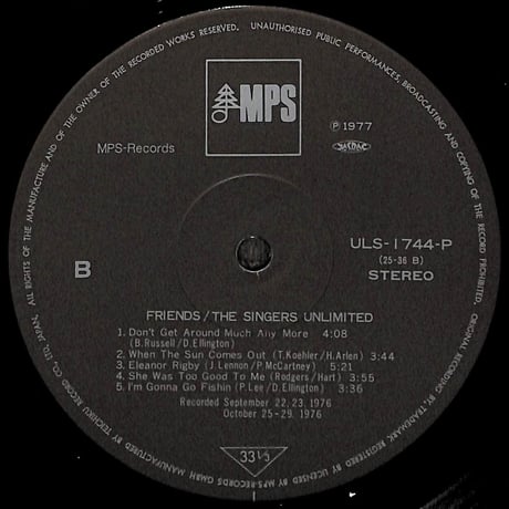 ザ・シンガーズ・アンリミテッド / フレンズ [※国内盤,品番:ULS-1744-P］(LPレコード)