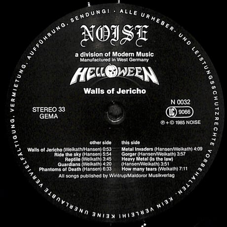 ハロウィン / Walls Of Jericho [※輸入盤,生産国:Germany,品番:N0032］(LPレコード)