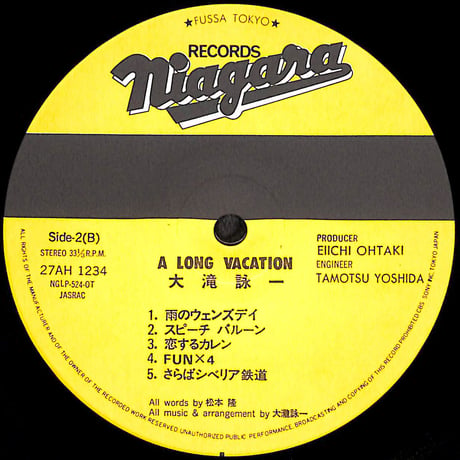 大滝詠一 / ロング・バケイション [※国内盤,品番:27AH 1234］(LPレコード)
