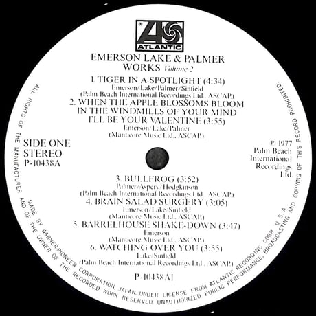 エマーソン・レイク&パーマー / 作品第二番 [※国内盤,品番:P-10438A］(LPレコード)