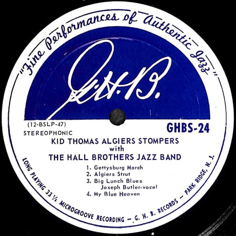 Kid Thomas And The Algiers Stompers + The Hall Brothers Jazz Band [※輸入盤,生産国:US,品番:GHB-24］(LPレコード)