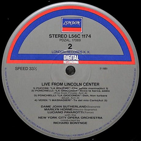 ジョーン・サザーランド,マリリン・ホーン 他 / Live From Lincoln Center [※国内盤,品番:L56C-1174/5,2枚組］(LPレコード)