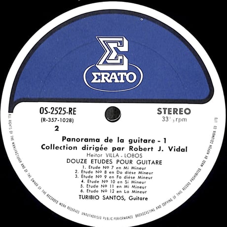 ヴィラ＝ロボス / Douze Etudes Pour Guitare Par Turibio Santos［※国内盤,品番:OS-2525-RE］(LPレコード)