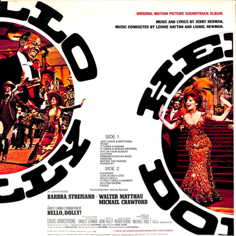 Hello Dolly! Original Motion Picture Soundtrack Album [※国内盤,品番:RPL-6001］(LPレコード)