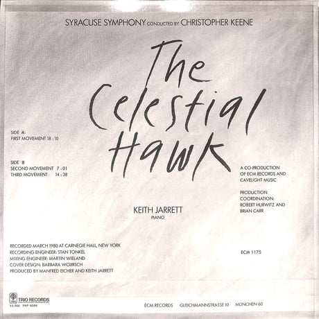 キース・ジャレット / The Celestial Hawk For Orchestra Percussion And Piano [※国内盤,品番:PAP-9259］(LPレコード)