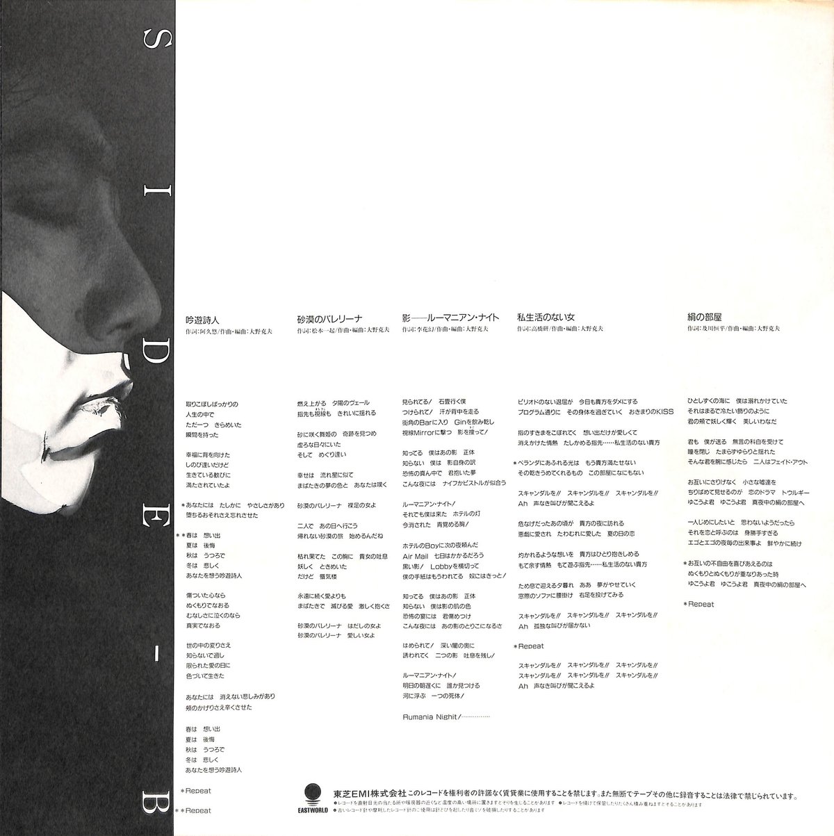 沢田研二 / 架空のオペラ [※国内盤,品番:WTP-90353］[8Pカラー写真集