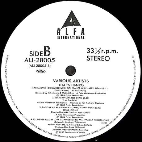 ザッツ・ハイエナジー [※国内盤,品番:ALI-28005］(LPレコード)