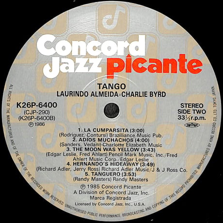 ローリンド・アルメイダ&チャーリー･バード / タンゴ [※国内盤,品番:K26P-6400］(LPレコード)