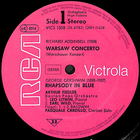 ガーシュウィン 他 / Rhapsody In Blue / Ein Amerikaner In Paris 他 [※輸入盤,生産国:Germany,品番:VICS 1308］(LPレコード)