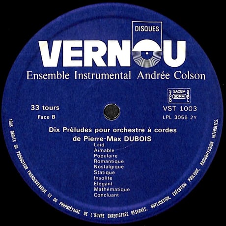 ジャーク・ボンドン / "Giocoso" 他 [※輸入盤,生産国:France,品番:VST 1003］(LPレコード)
