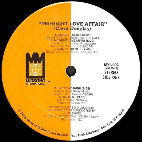 キャロル・ダグラス / Midnight Love Affair [※輸入盤,生産国:US,品番:MSI-004］(LPレコード)