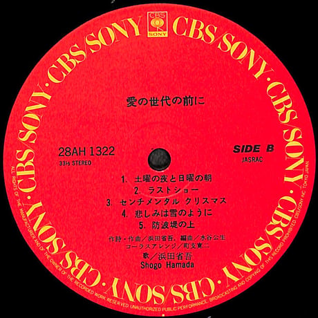 浜田省吾 / 愛の世代の前に [※国内盤,品番:28AH 1322］(LPレコード)