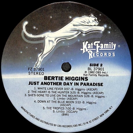 バーティ・ヒギンズ / Just Another Day In Paradise [※輸入盤,生産国:US,品番:37901］(LPレコード)