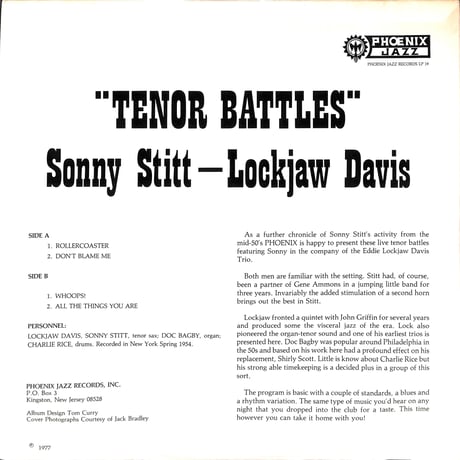 ソニー・スティット,ロックジョウ・デイヴィス / Tenor Battles [※輸入盤,生産国:US,品番:LP-19］(LPレコード)
