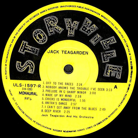 ジャック・ティーガーデン・アンド・ヒズ・オーケストラ [※国内盤,品番:ULS-1597-R］(LPレコード)