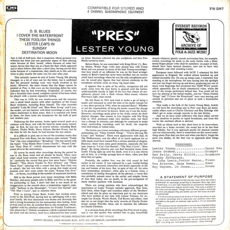 レスター・ヤング / Pres [※輸入盤,生産国:US,品番:FS 287］(LPレコード)