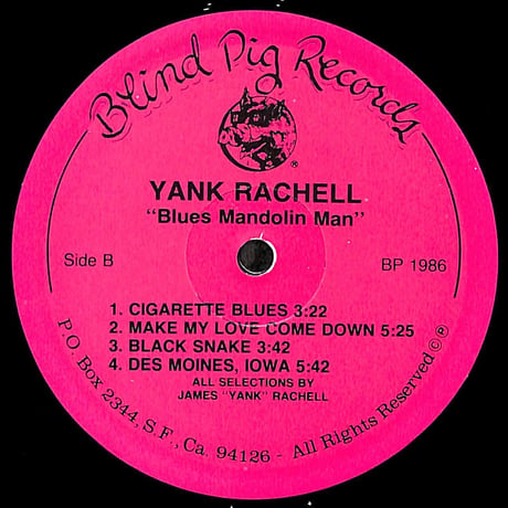 ヤンク・レイチェル / Blues Mandolin Man［※輸入盤,生産国:US,品番:BP 1986］ (LPレコード)