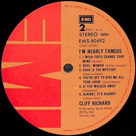 クリフ・リチャード / I'm Nearly Famous [※国内盤,品番:EMS-80492］(LPレコード)