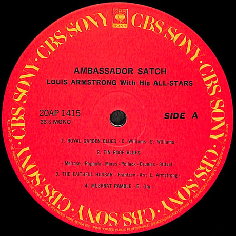 Louis Armstrong & His All-Stars / Ambassador Satch [※国内盤,品番:20AP 1415］(LPレコード)