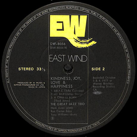 ザ・グレイト・ジャズ・トリオ / KJLH [※国内盤,品番:EW-8056］(LPレコード)