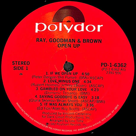 レイ、グッドマン&ブラウン / Open Up [※輸入盤,生産国:US,品番:PD-1-6362］(LPレコード)