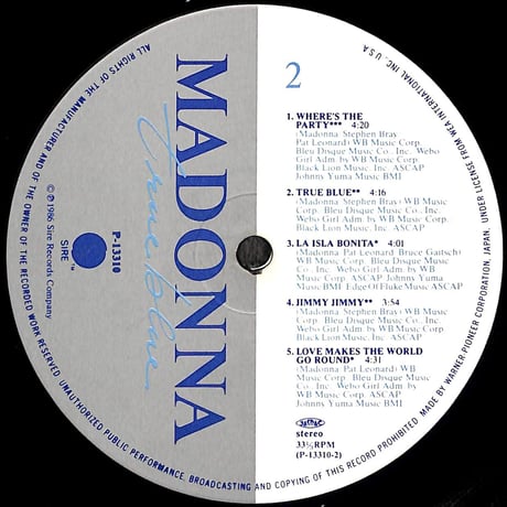 マドンナ / トゥルー・ブルー [※国内盤,品番:P-13310］(LPレコード)