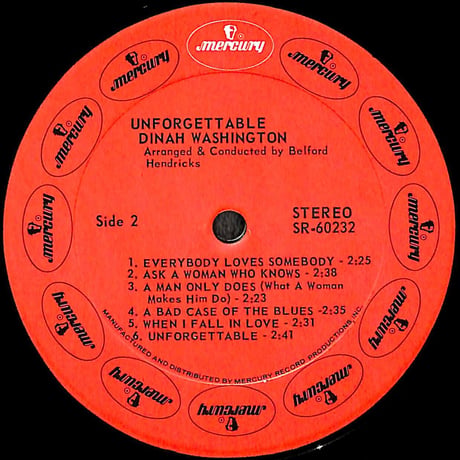 ダイナ・ワシントン / Unforgettable [※輸入盤,生産国:US,品番:SR 60232］(LPレコード)