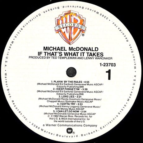 マイケル・マクドナルド / If That's What It Takes [※輸入盤,生産国:US,品番:1-23703］(LPレコード)