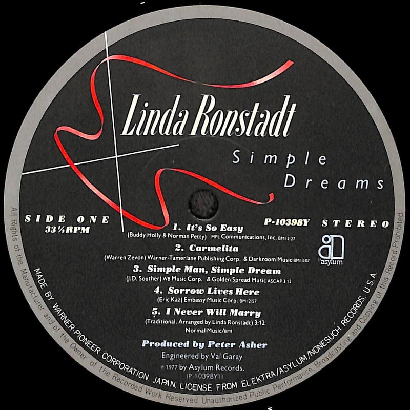 リンダ・ロンシュタット レコード　 国内盤レコード　6作品 リンダ・ロンシュタット / 夢はひとつだけ [※国内盤,品番:P