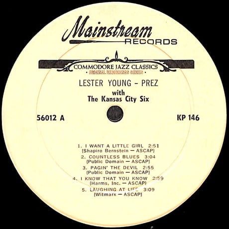 レスター・ヤング / Prez [※輸入盤,生産国:US,品番:56012］(LPレコード)