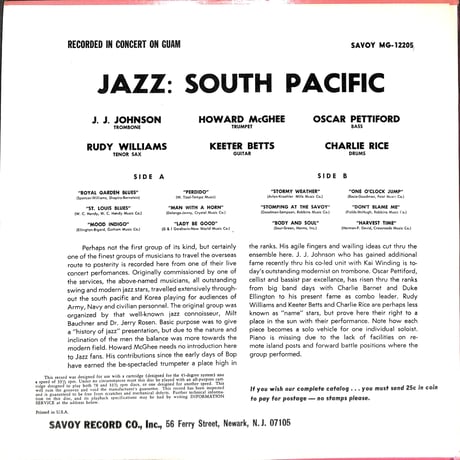 Jazz South Pacific［※輸入盤,生産国:US,品番:MG 12205］(LPレコード)