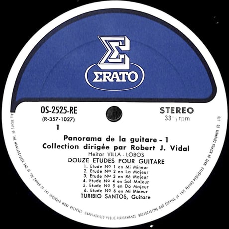 ヴィラ＝ロボス / Douze Etudes Pour Guitare Par Turibio Santos［※国内盤,品番:OS-2525-RE］(LPレコード)