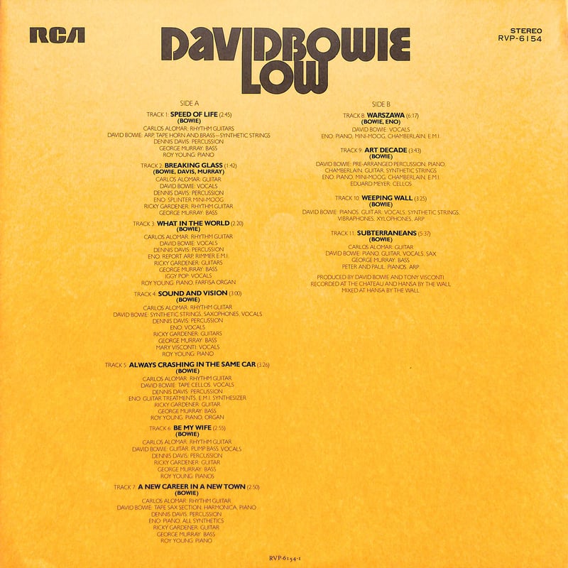 デビッド・ボウイ / ロウ [※国内盤,品番:RVP-6154］(LPレコード) | Book