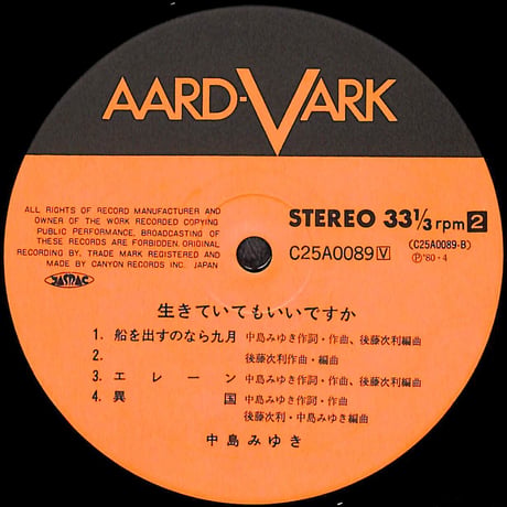 中島みゆき / 生きていてもいいですか [※国内盤,品番:C25A0089］(LPレコード)
