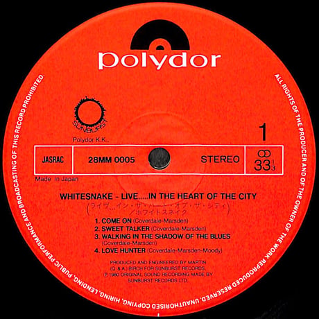 ホワイトスネイク / ライヴ イン･ザ・ハート・オブ・ザ・シティ [※国内盤,品番:28MM 0005］(LPレコード)